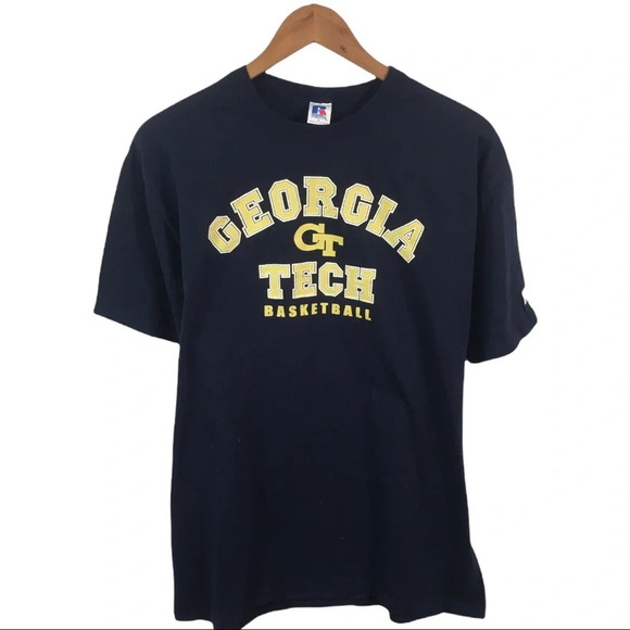 TS336 Men’s Russell Athletic Georgia Tech Yellowjackets Basketball T Shirt L - Picture 1 of 4